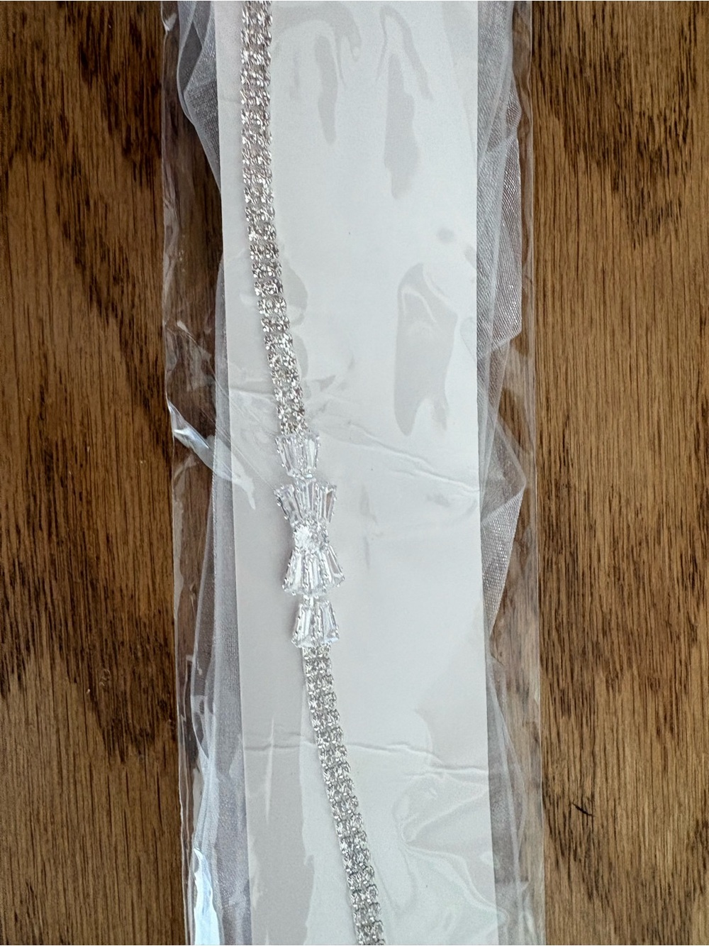 David's Bridal Silver Crystal Embellished Belt